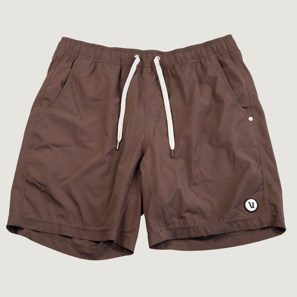 Vuori Kore Shorts Mens Large Brown Recycled Stretch Athletic Lined V302 7"